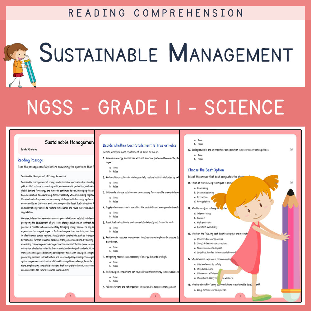 Grade 11 Science worksheet worksheet — Grade 11 Science | Sustainable Management Worksheet & Answer Key (NGSS Aligned) — p…