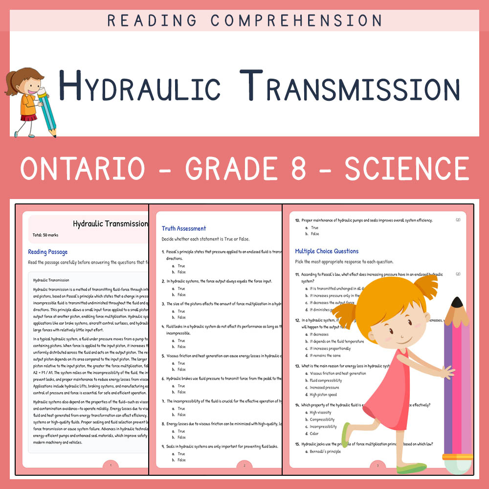 Grade 8 Science worksheet elena worksheet — Grade 8 Science Assessment | Hydraulic Transmission Worksheet Elena | Ontario…