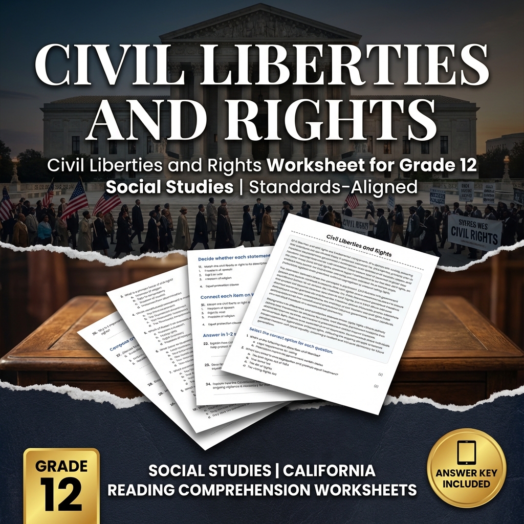 Civil Liberties and Rights Worksheet for Grade 12 Social Studies