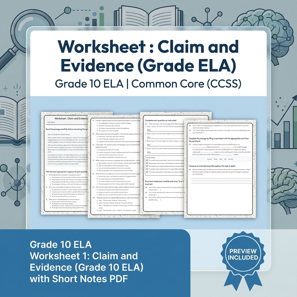 Grade 10 Source Integration & Writing Skills ELA Full-Year Bundle (CCSS) — included worksheet 40
