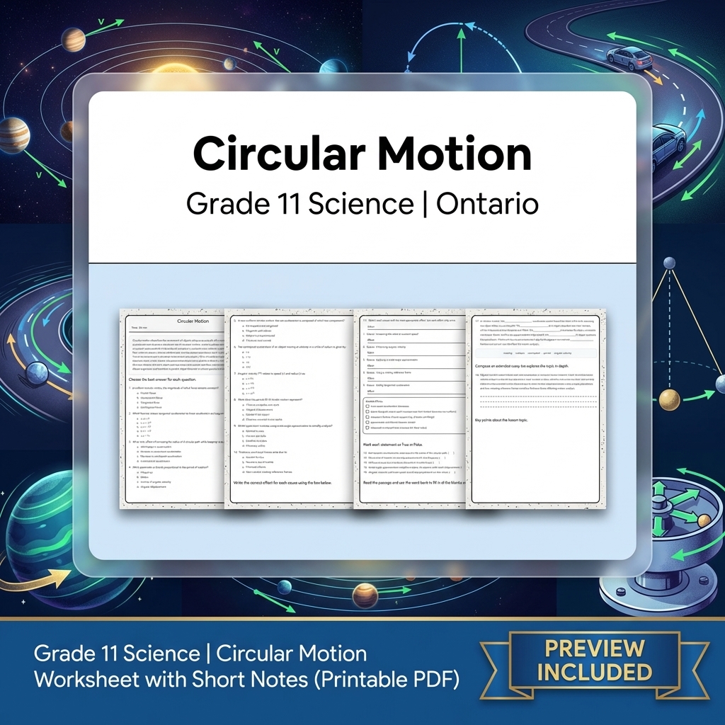 Grade 11 Science Lesson Bundle: Motion, Energy, Waves & Circuits – Ontario — included worksheet 12