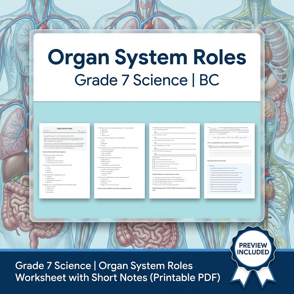 Grade 7 Science Full Year Bundle Ecosystems, Cells & Earth Processes Worksheets — included worksheet 56