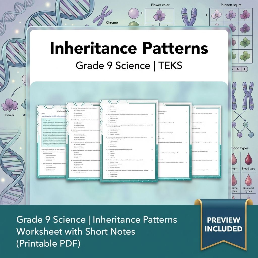 Grade 9 Science Worksheet Bundle: Cell Biology, Genetics & Ecology (Collection) — included worksheet 58