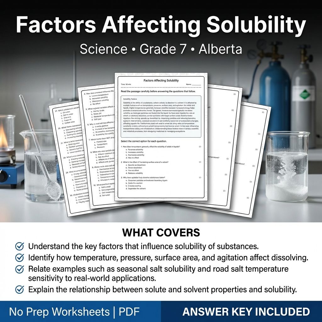 Factors Affecting Solubility Grade 7 Science Worksheet PDF Answer Key