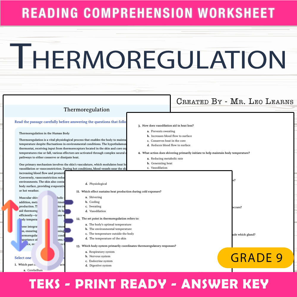 Grade 9 Science worksheet worksheet — Grade 9 Science — Thermoregulation Worksheet for Mastering Body Temperature Regulati…