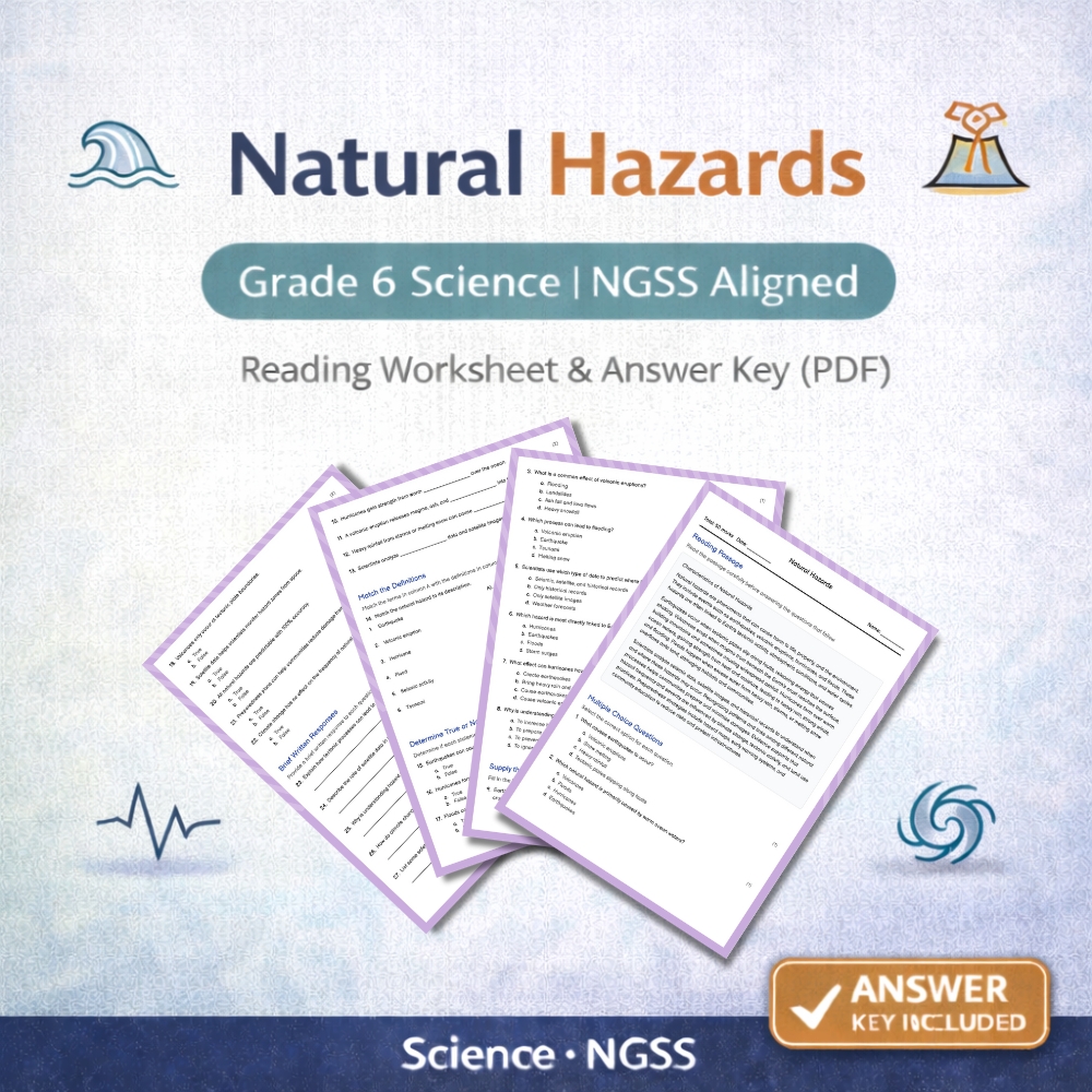 Grade 6 Science Bundle | Sustainability, Hazards & Earth Systems NGSS Worksheets — included worksheet 4