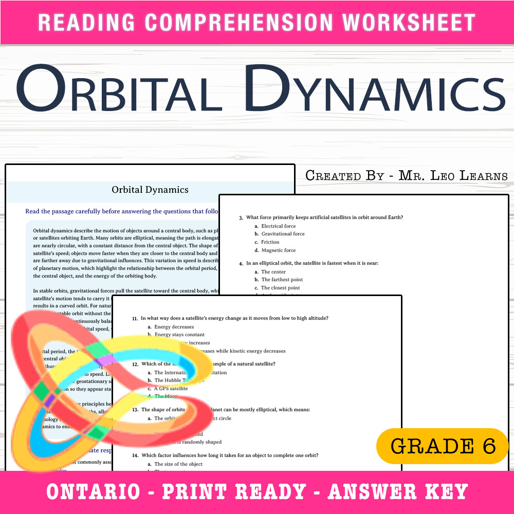 Grade 6 Science worksheet worksheet — Grade 6 Science — Orbital Dynamics Worksheet for Mastery — page 1