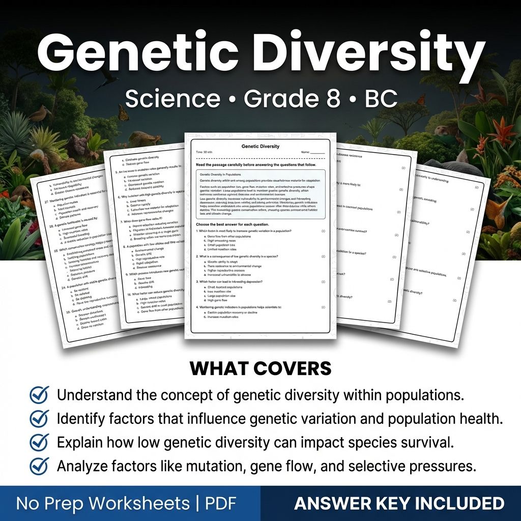 8th Grade Science | Genetic Diversity Worksheet with Answer Key (Printable PDF)