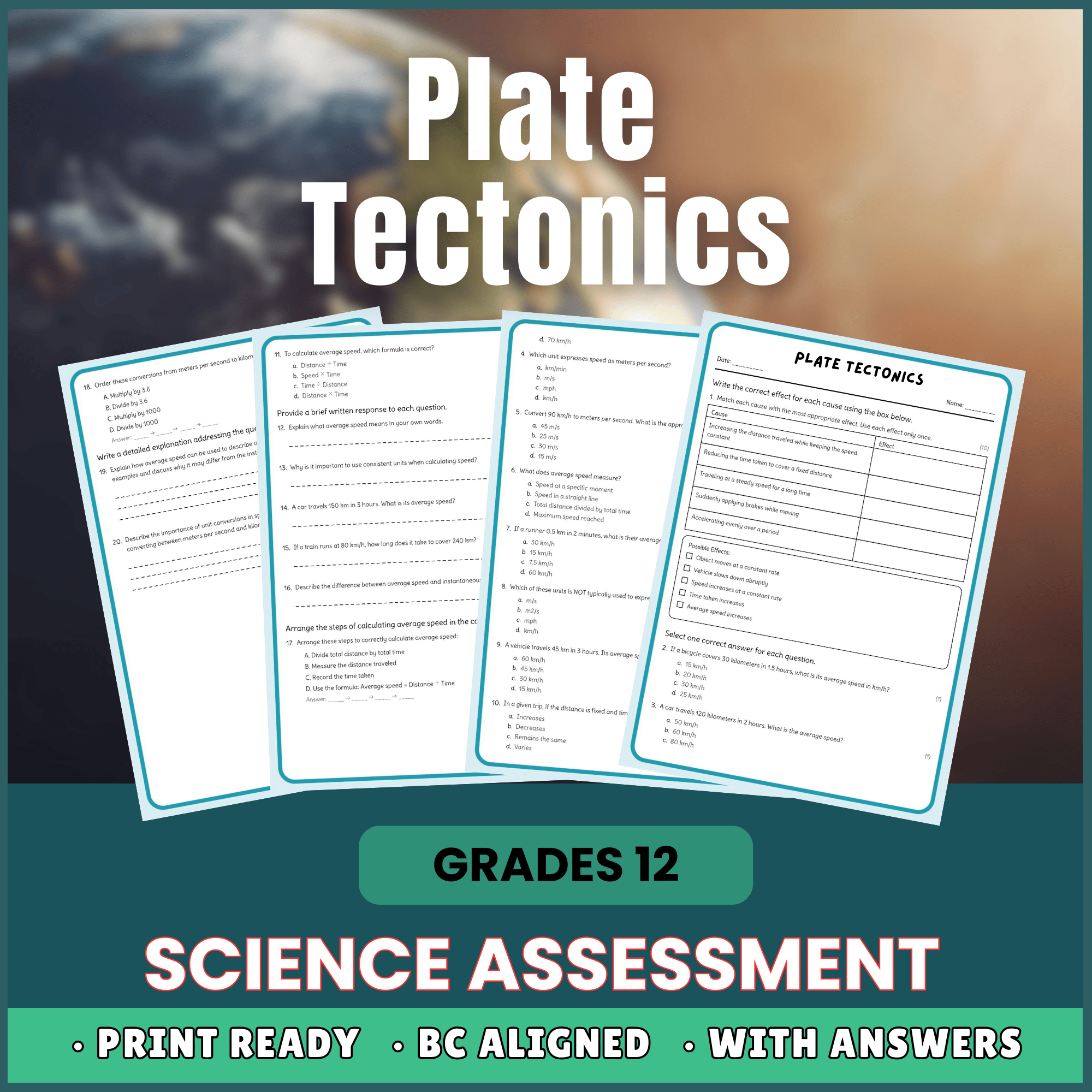 Grade 12 Science – Plate Tectonics Worksheet (PDF) | BC Standard Mastery