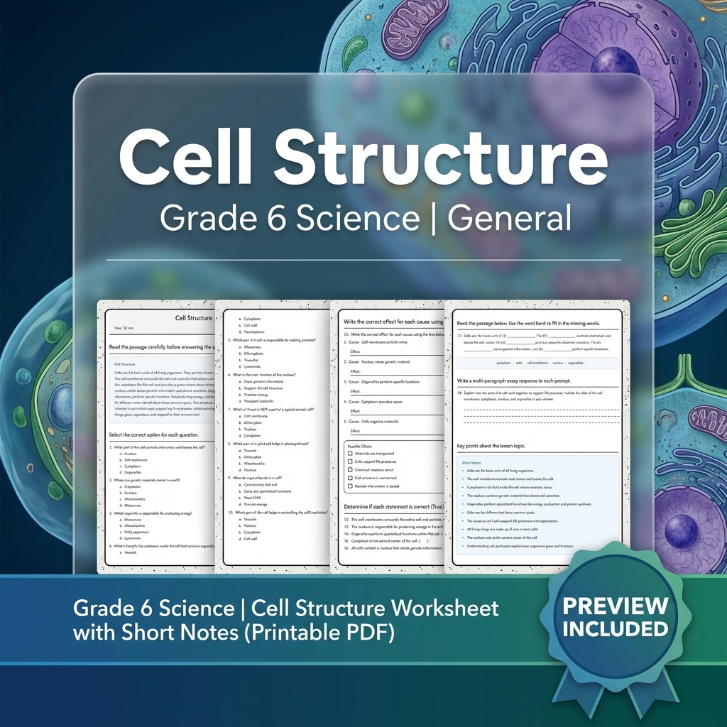Grade 6 Science Lesson Group | Body Systems and Life Processes Worksheet Bundle — included worksheet 9