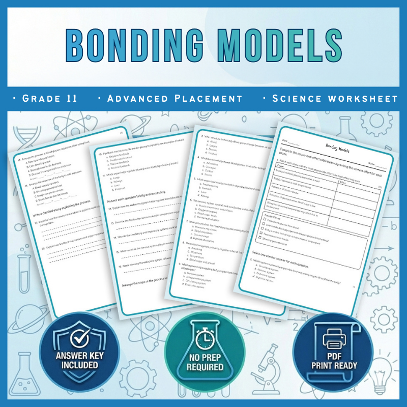 Grade 11 Science science 1 worksheet — Grade 11 Science – Bonding Models Worksheet (AP Standards) – PDF