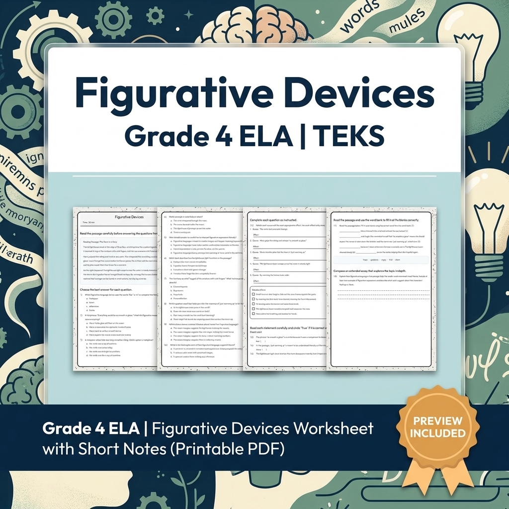 Grade 4 ELA Writing and Reading Skills Full-Year Bundle (TEKS) — included worksheet 38