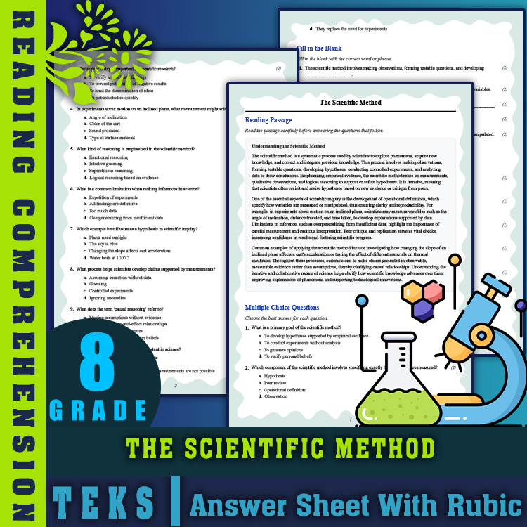 Grade 8 Science reading worksheets worksheet — 8th Grade Science | The Scientific Method Reading Worksheet with Answer Key…