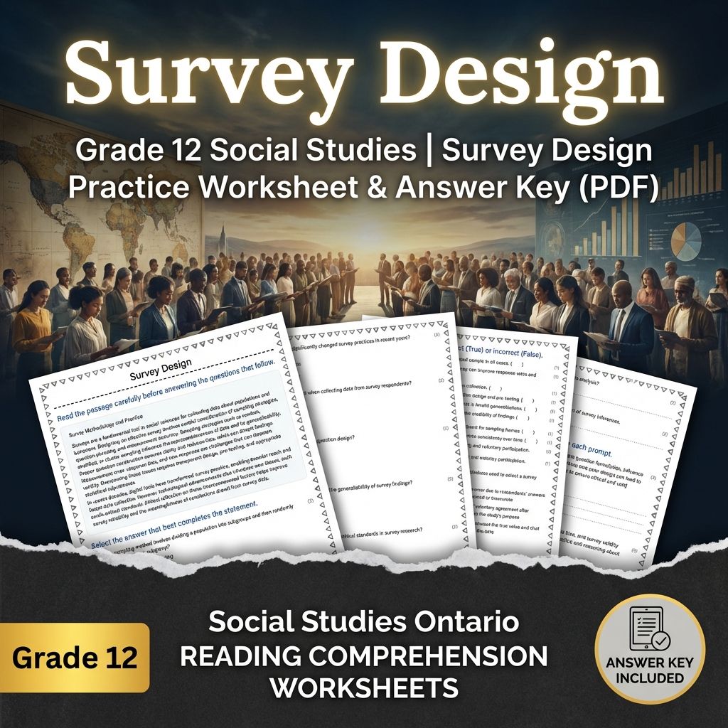Grade 12 Social Studies | Survey Design Practice Worksheet & Answer Key (PDF)