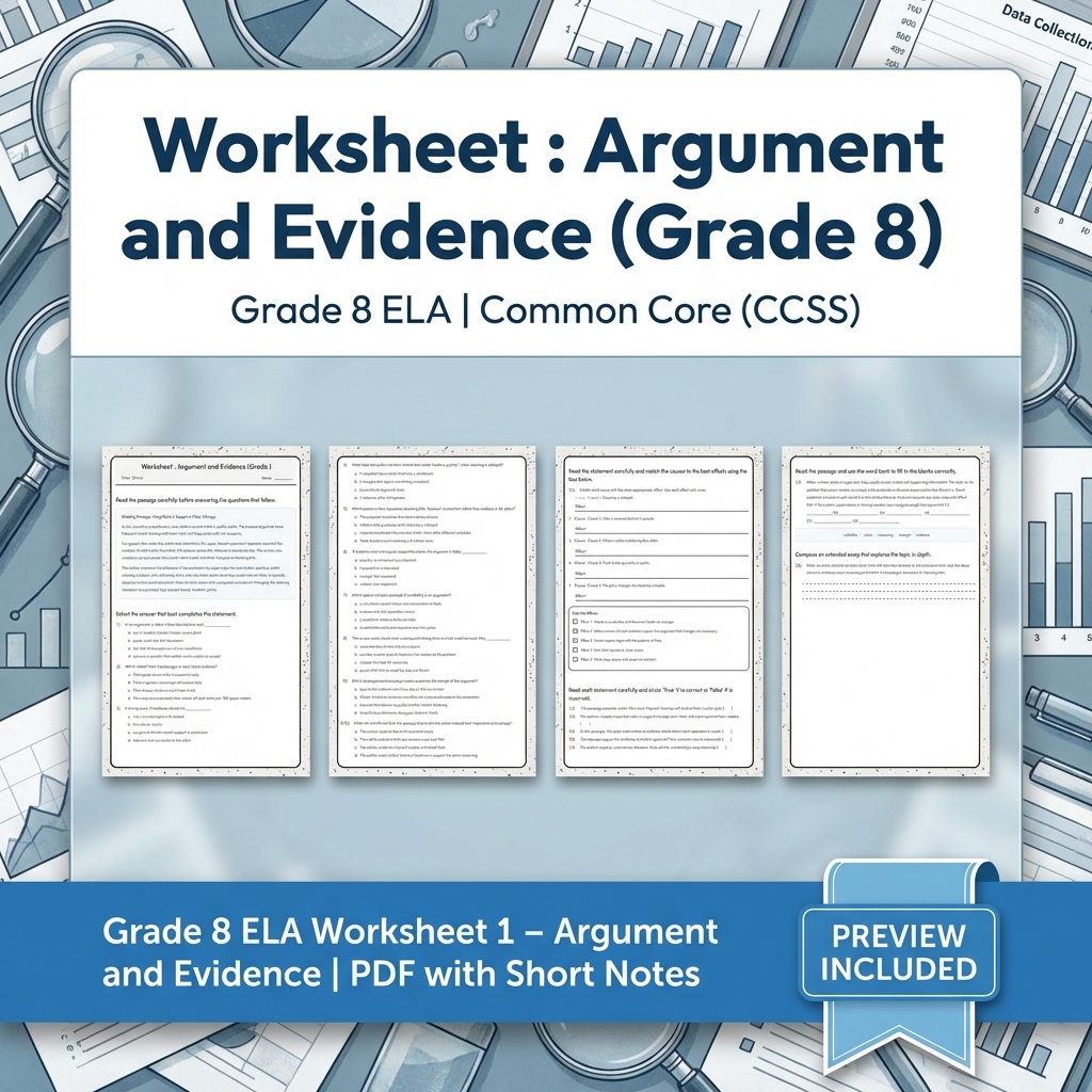 Grade 8 Clarity, Evidence & Argument Writing ELA Full-Year Bundle CCSS — included worksheet 39
