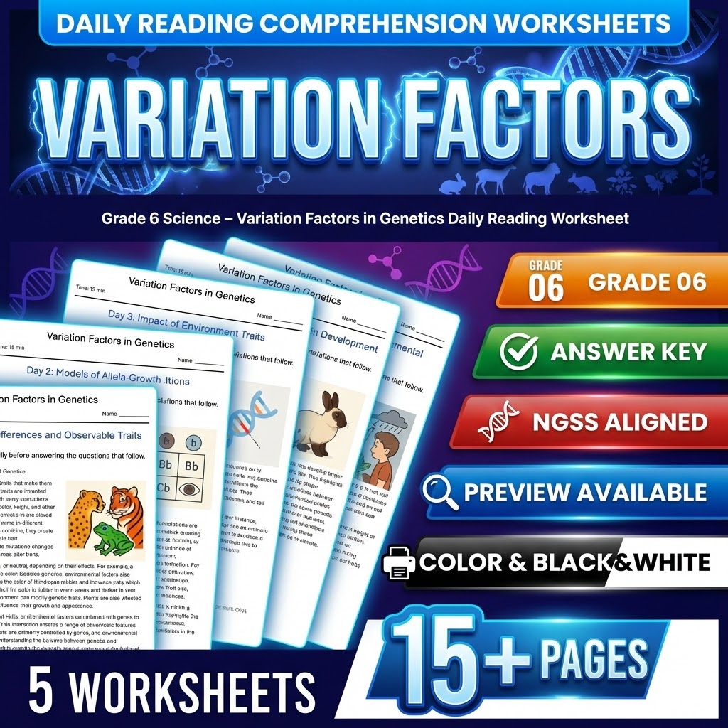 Grade 6 Science Herbity Lesson Bundle | Inheritance & Trait Variation — included worksheet 2