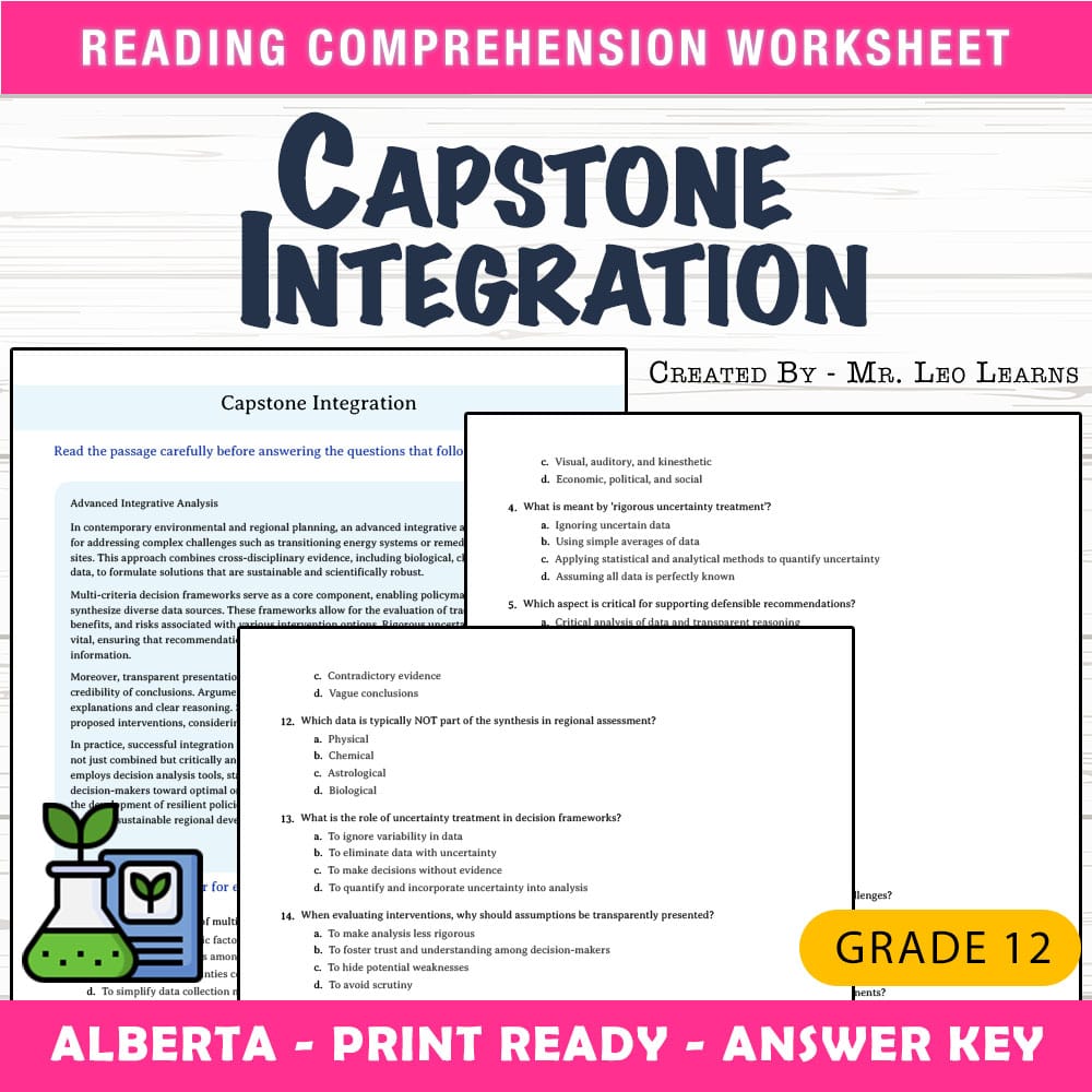 Grade 12 Science worksheet mcq paper worksheet — Grade 12 Science — Worksheet MCQ Paper for Mastering Capstone Integration…