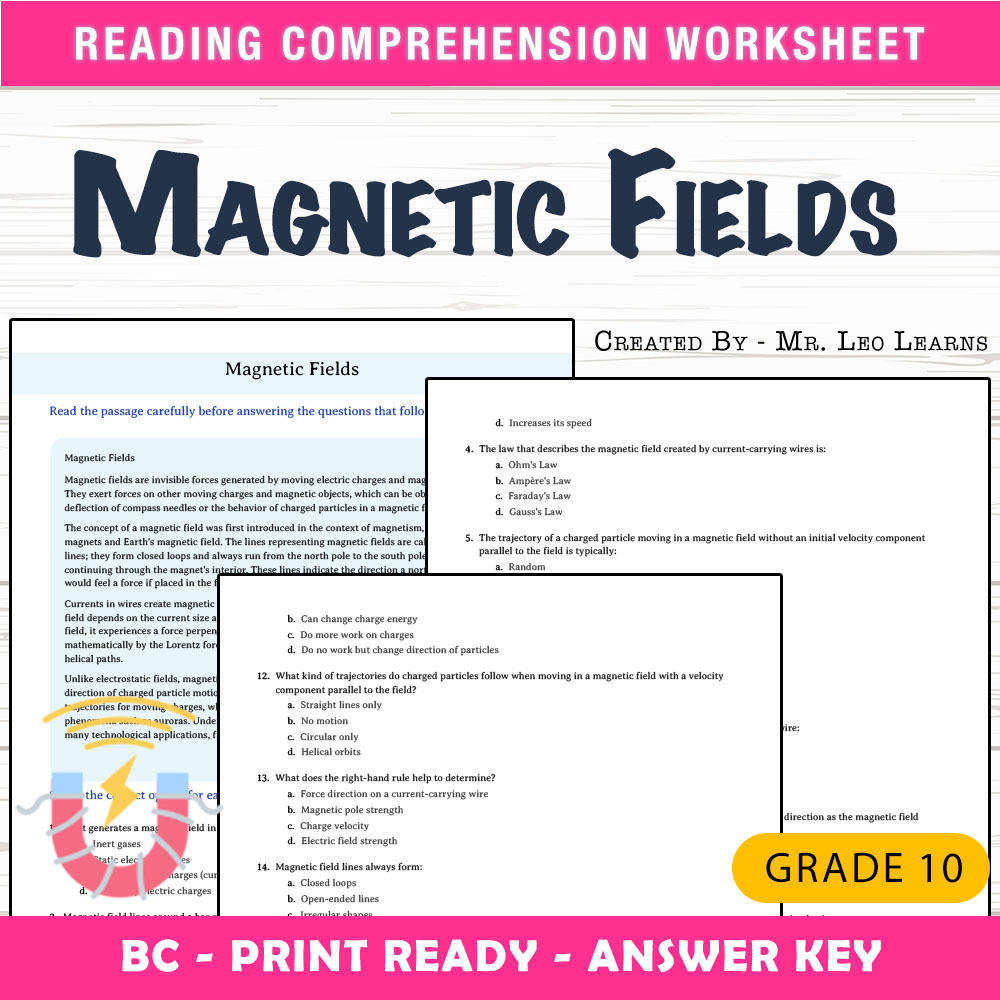 Grade 10 Science worksheet mcq paper worksheet — Grade 10 Science — Worksheet MCQ Paper for Mastering Magnetic Fields — pa…