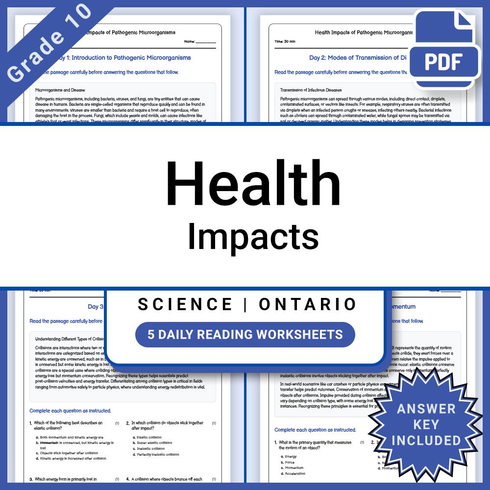 Grade 10 Science Lesson Bundle | Ontario Curriculum and Daily Reading Worksheets — included worksheet 12