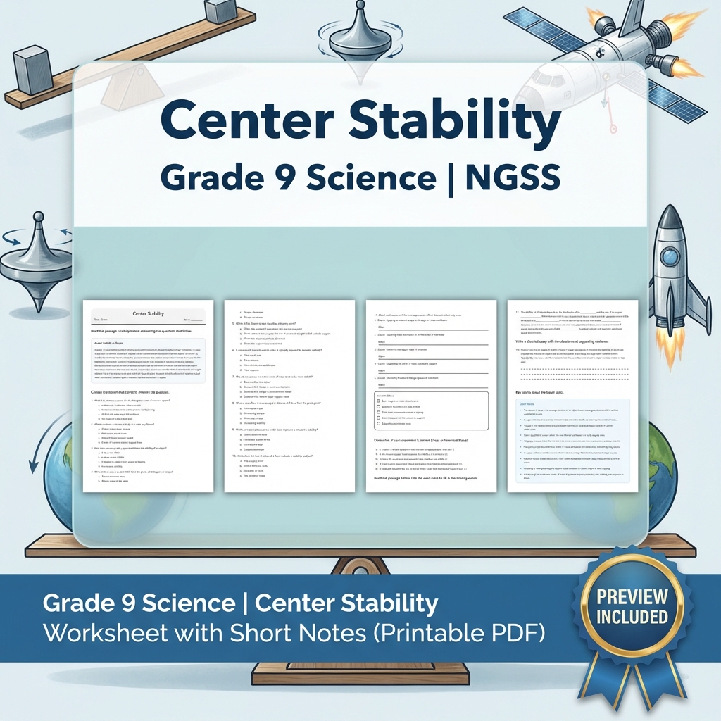 Grade 9 Science | Motion and Stability Forces & Interactions NGSS UNIT Bundle — included worksheet 6