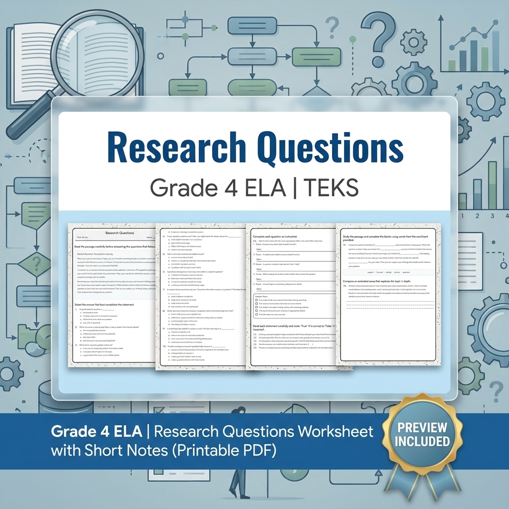 Grade 4 ELA Writing and Reading Skills Full-Year Bundle (TEKS) — included worksheet 39