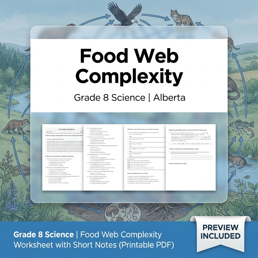 Grade 8 Science | Interactions & Ecosystems UNIT Worksheet Bundle  — included worksheet 15