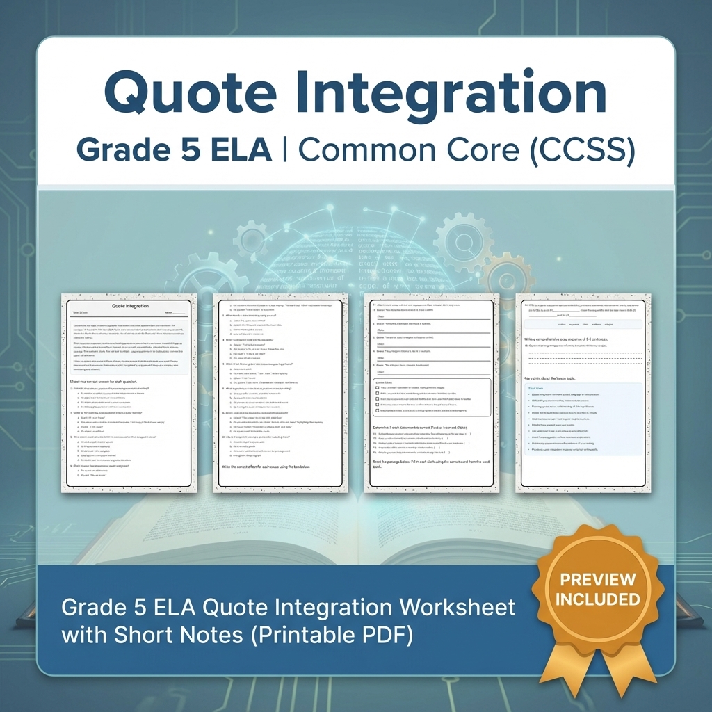 Grade 5 Text Evidence, Writing, and Language ELA Full-Year Bundle — included worksheet 40