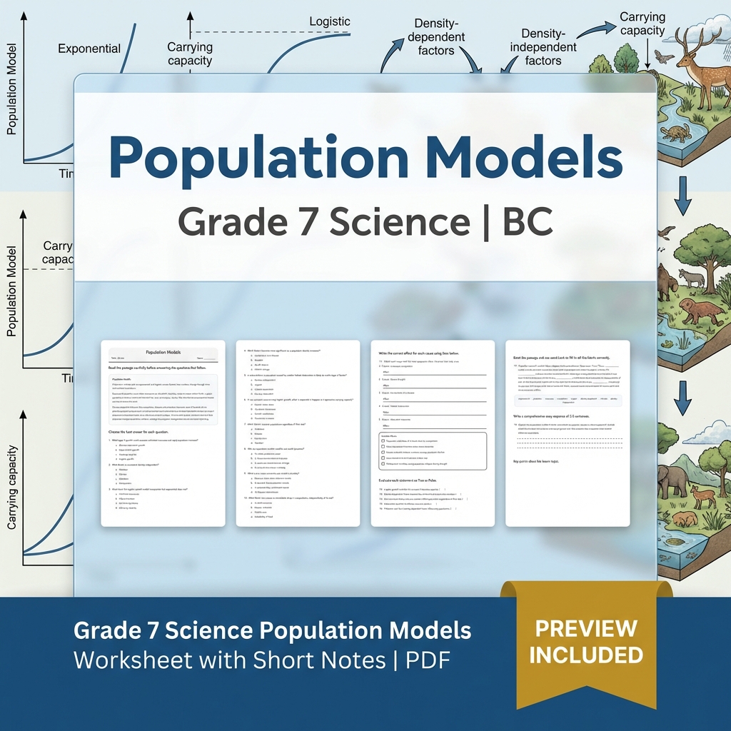 Grade 7 Science Full Year Bundle Ecosystems, Cells & Earth Processes Worksheets — included worksheet 57