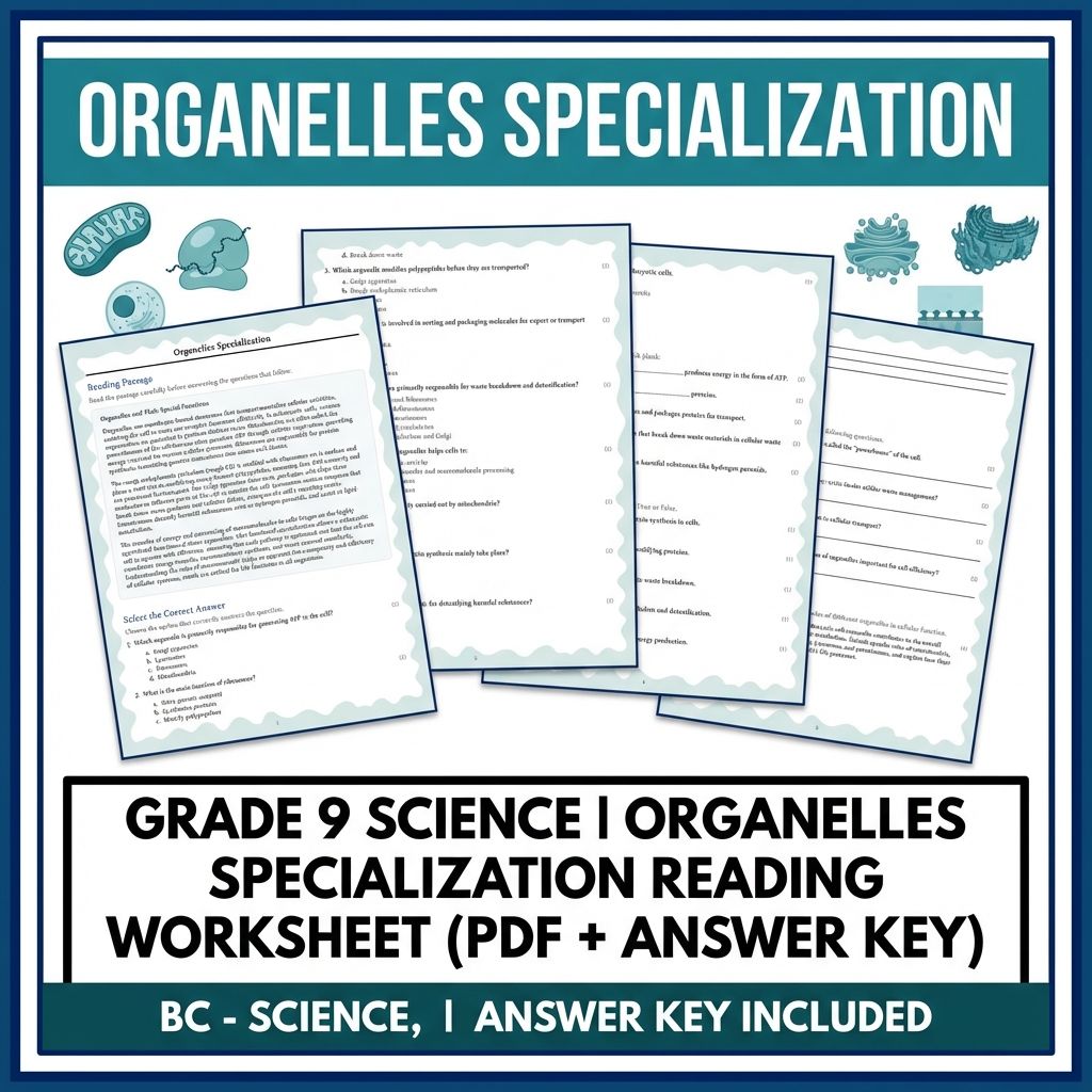 Grade 9 Science | Organelles Specialization Reading Worksheet (PDF + Answer Key)