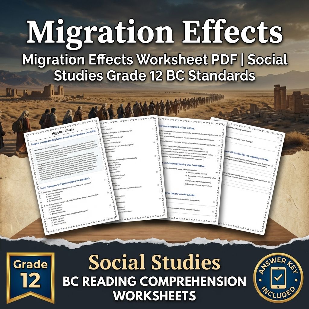 Migration Effects Worksheet PDF | Social Studies Grade 12 BC Standards