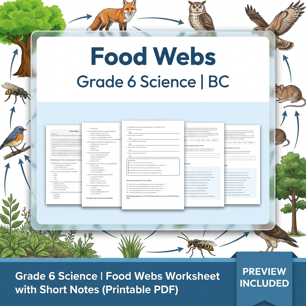 Grade 6 Science BC Ecosystems & Environmental Processes Worksheet Pack Full Year — included worksheet 59