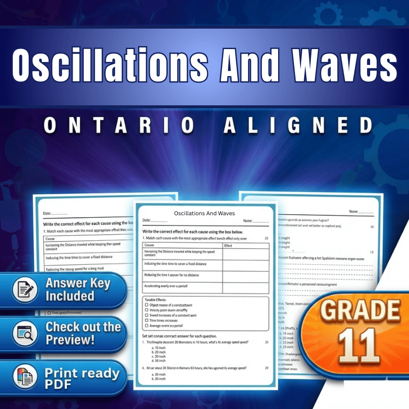 Grade 11 Science | Oscillations and Waves Worksheet (Ontario) (PDF)