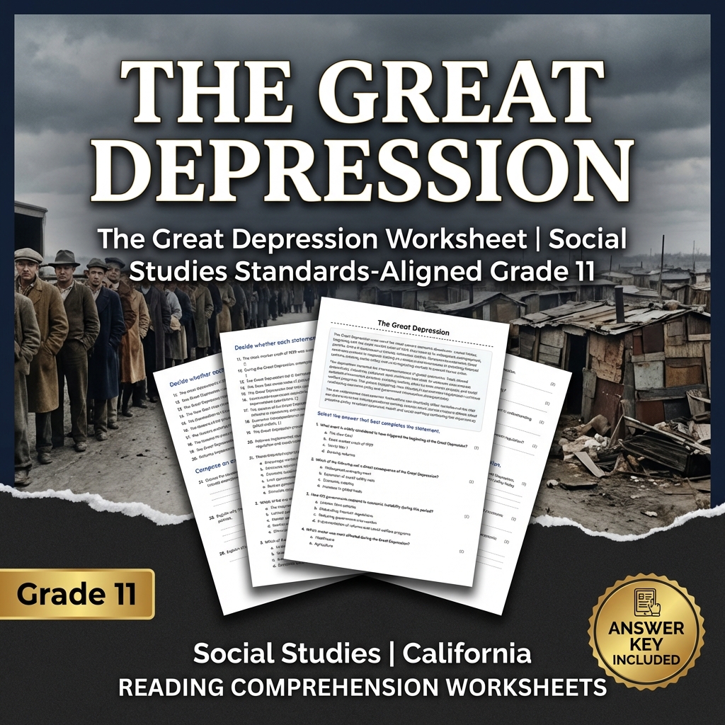 The Great Depression Worksheet | Social Studies Standards-Aligned Grade 11