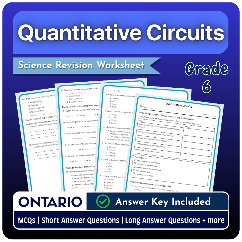 Grade 6 Science – Quantitative Circuits Worksheet (Ontario Science 1) (PDF)
