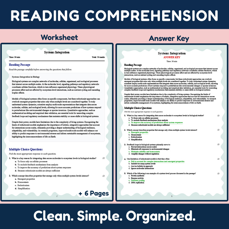 Grade 11 Science reading worksheets worksheet — 11th Grade Science | Systems Integration Reading Worksheet (PDF + Rubric)…