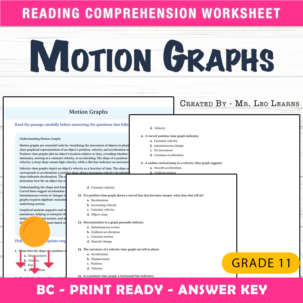 Grade 11 Science worksheet mcq paper worksheet — Grade 11 Science — Worksheet MCQ Paper for Mastering Motion Graphs — page 1