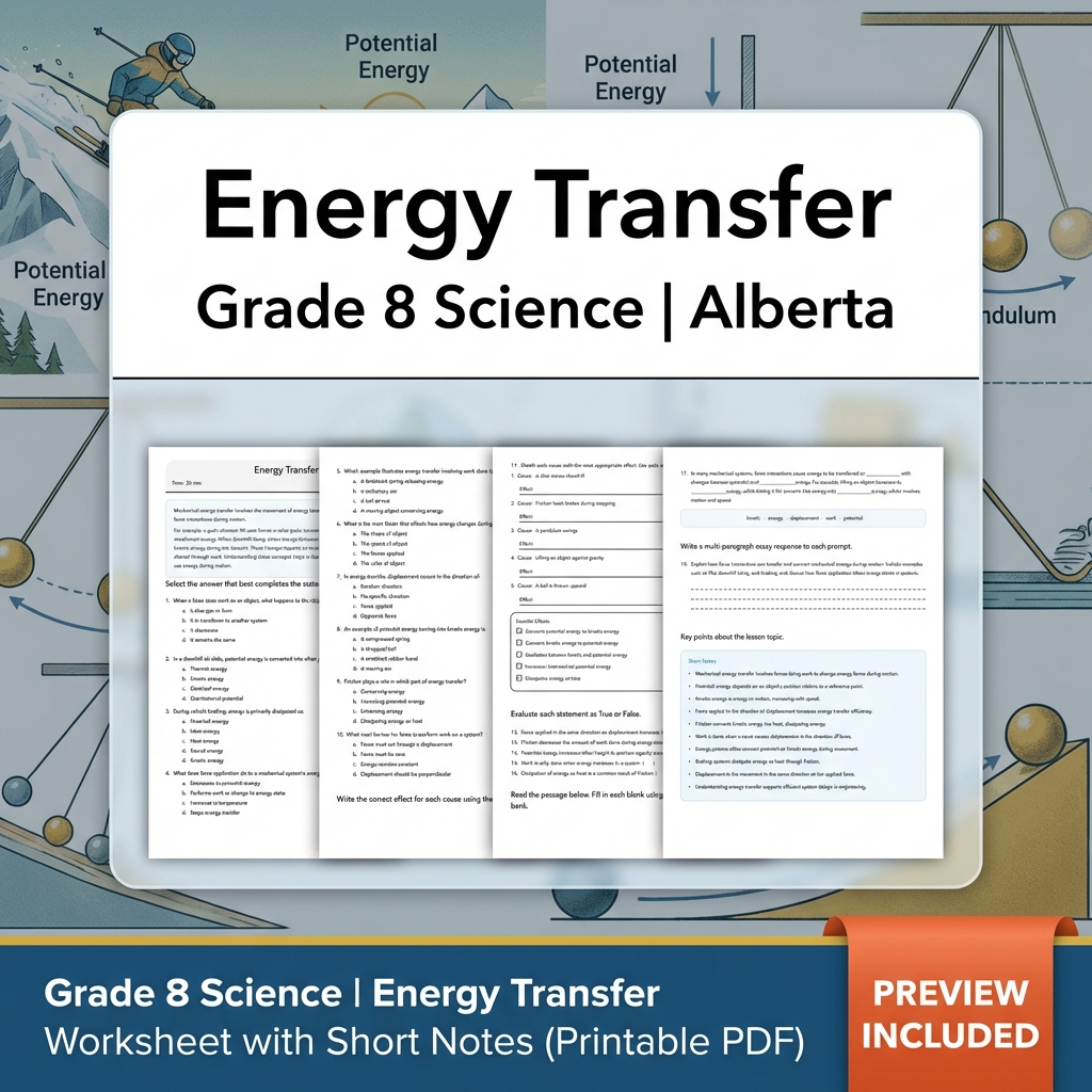 Grade 8 Science Forces & Motion UNIT Bundle – Alberta Curriculum  — included worksheet 15