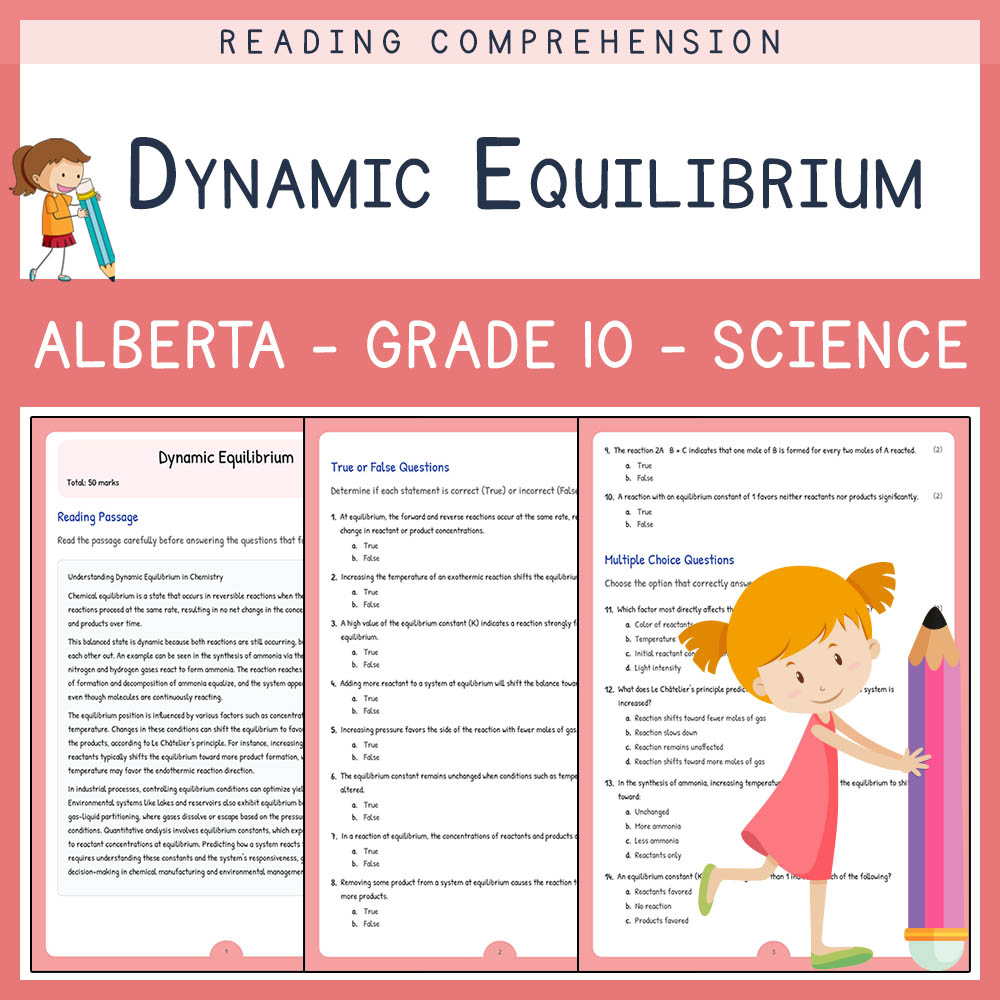 Grade 10 Science worksheet elena worksheet — Grade 10 Science | Dynamic Equilibrium Worksheet | Alberta Standards — page 1