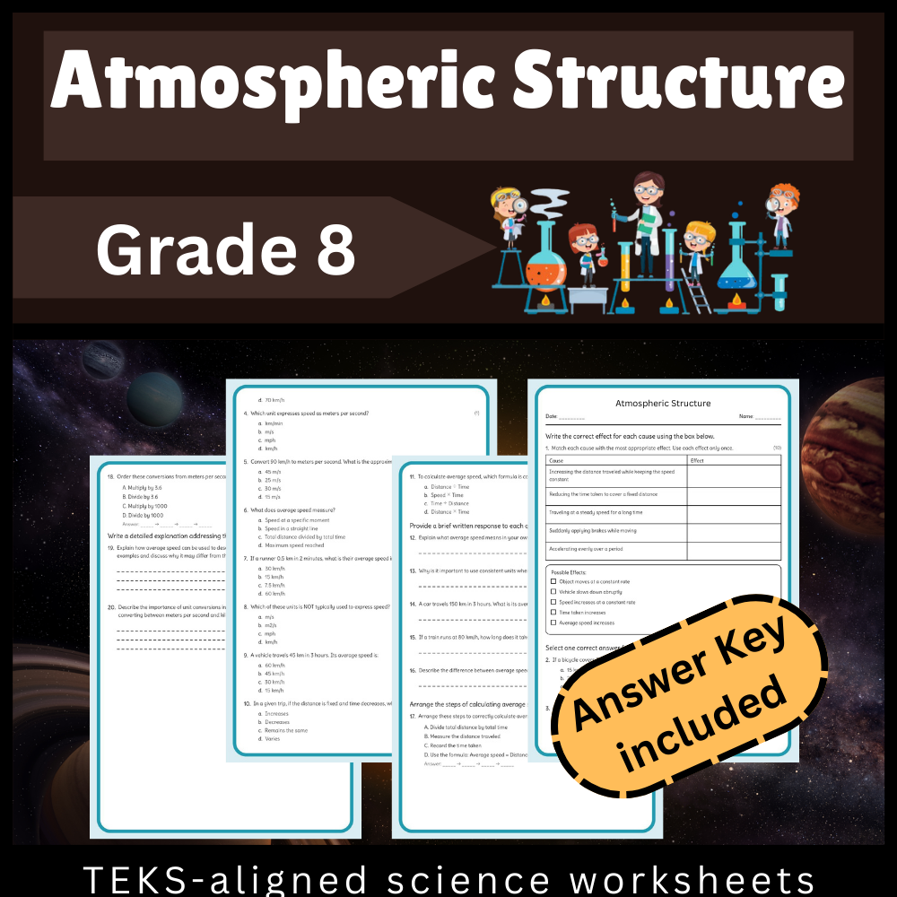 Grade 8 Science Worksheet Bundle | Ecosystems, Matter, Motion & More (TEKS Aligned) — included worksheet 52