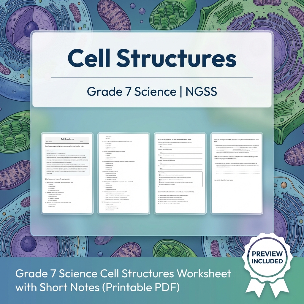 Grade 7 Science NGSS Unit Bundle Molecules to Organisms: Structures & Processes — included worksheet 5