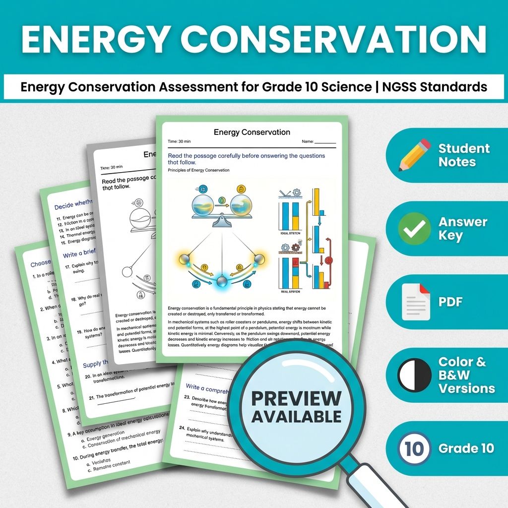 Grade 10 Science | Work & Power NGSS Assessment Mini Bundle – Printable — included worksheet 4
