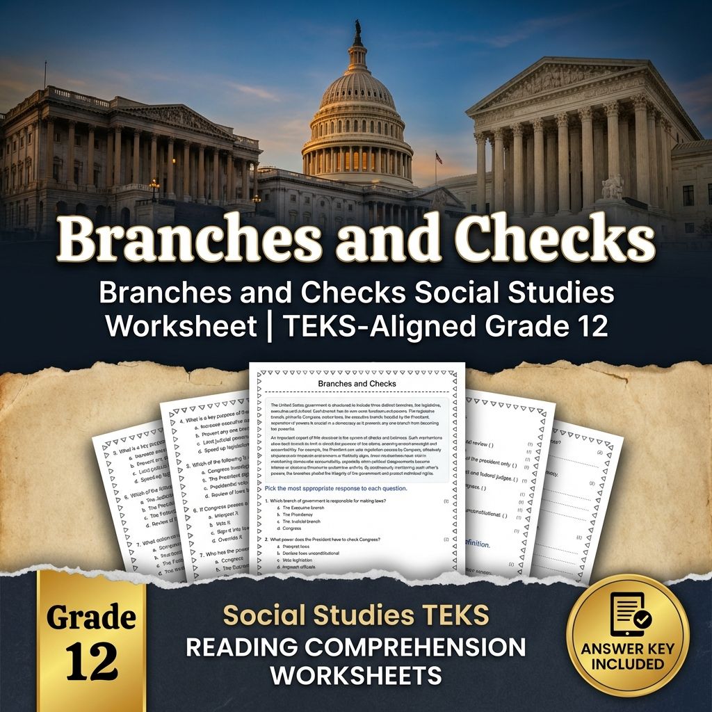 Branches and Checks Social Studies Worksheet | TEKS-Aligned Grade 12
