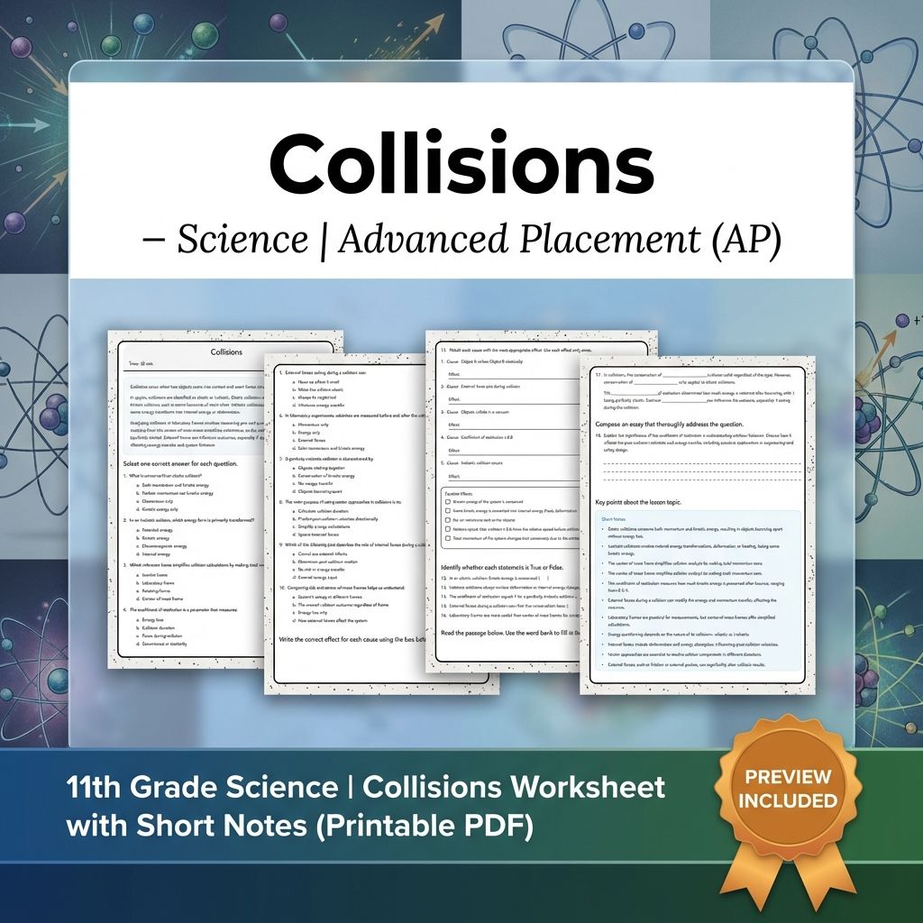 Grade 11 Physics Unit Worksheet Pack | Kinematics, Forces & Energy (Collection) — included worksheet 12