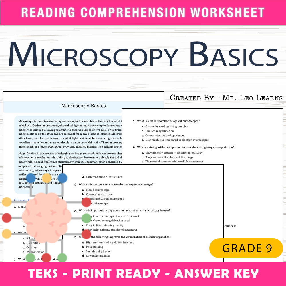 Grade 9 Science worksheet worksheet — Grade 9 Science — Microscopy Basics Worksheet for Mastery | PDF + Answer Key — page 1