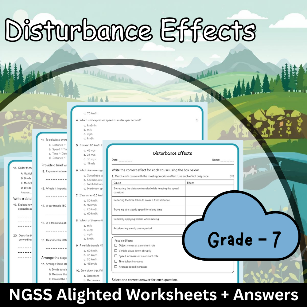 Grade 7 Science | Disturbance Effects Worksheet (NGSS Aligned, PDF)