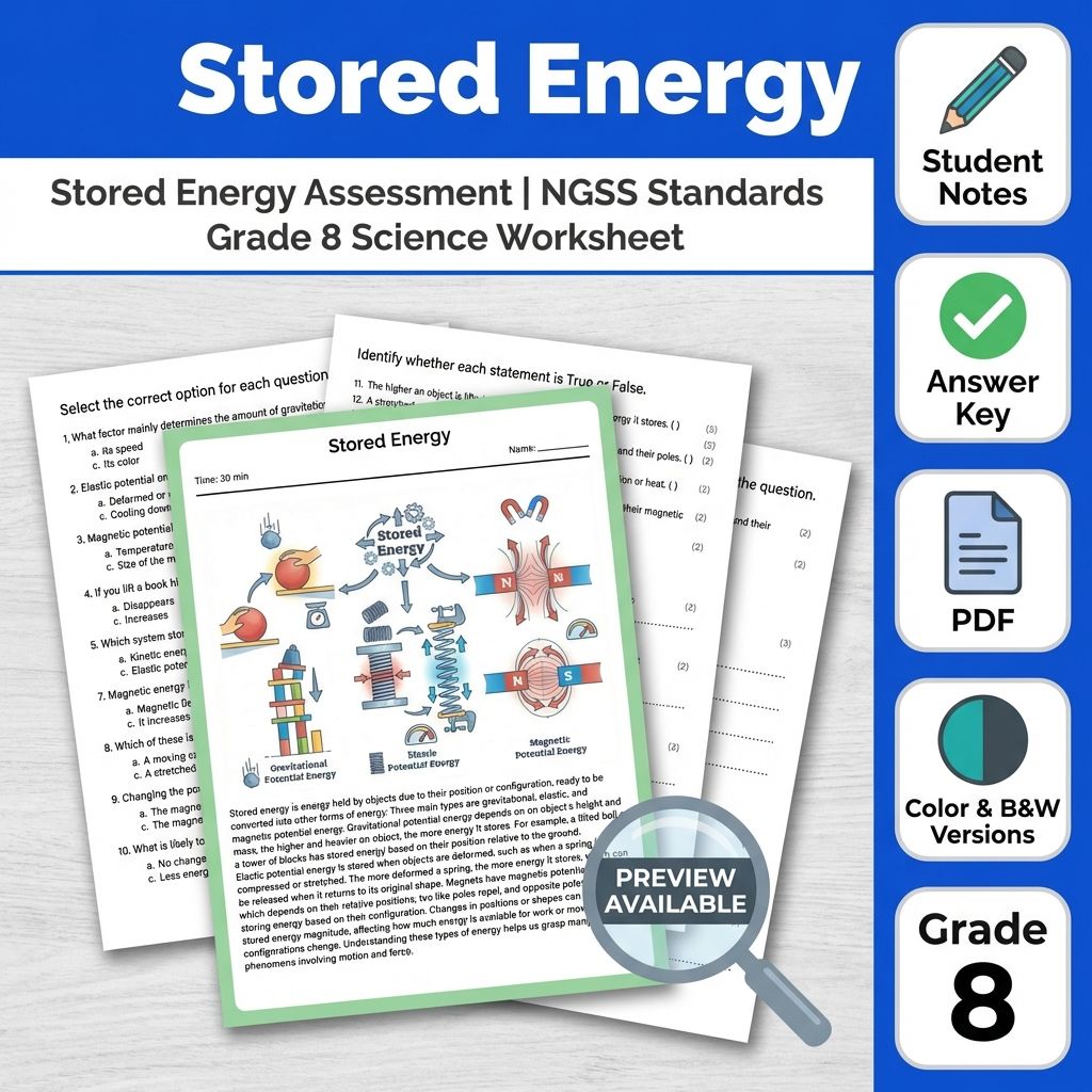 Grade 8 Science Mini Bundle – Energy NGSS Standards-Aligned Not Specified — included worksheet 5