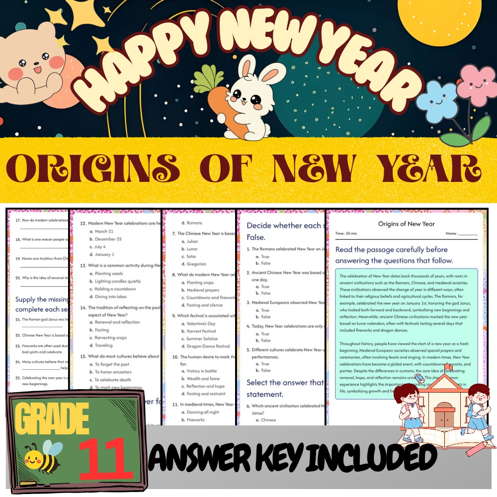 Grade 11 Seasonal Traditions & Cultures Unit Bundle (Worksheet & Answer Keys) — included worksheet 5