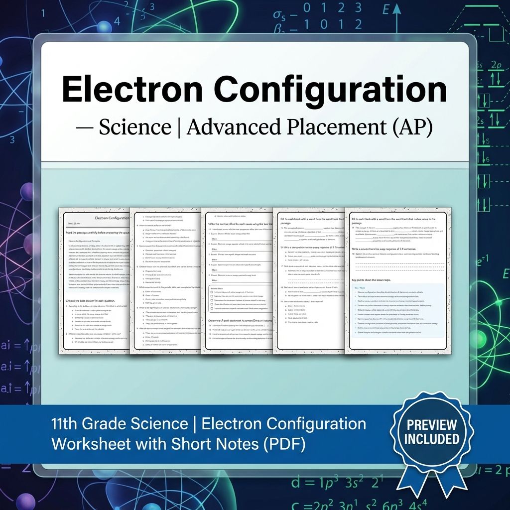 Grade 11 Science Worksheet Bundle Advanced Concepts & Scientific Reasoning (PDF) — included worksheet 58