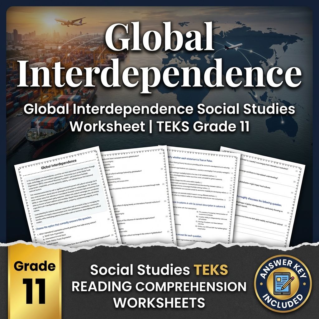 Global Interdependence Social Studies Worksheet | TEKS Grade 11