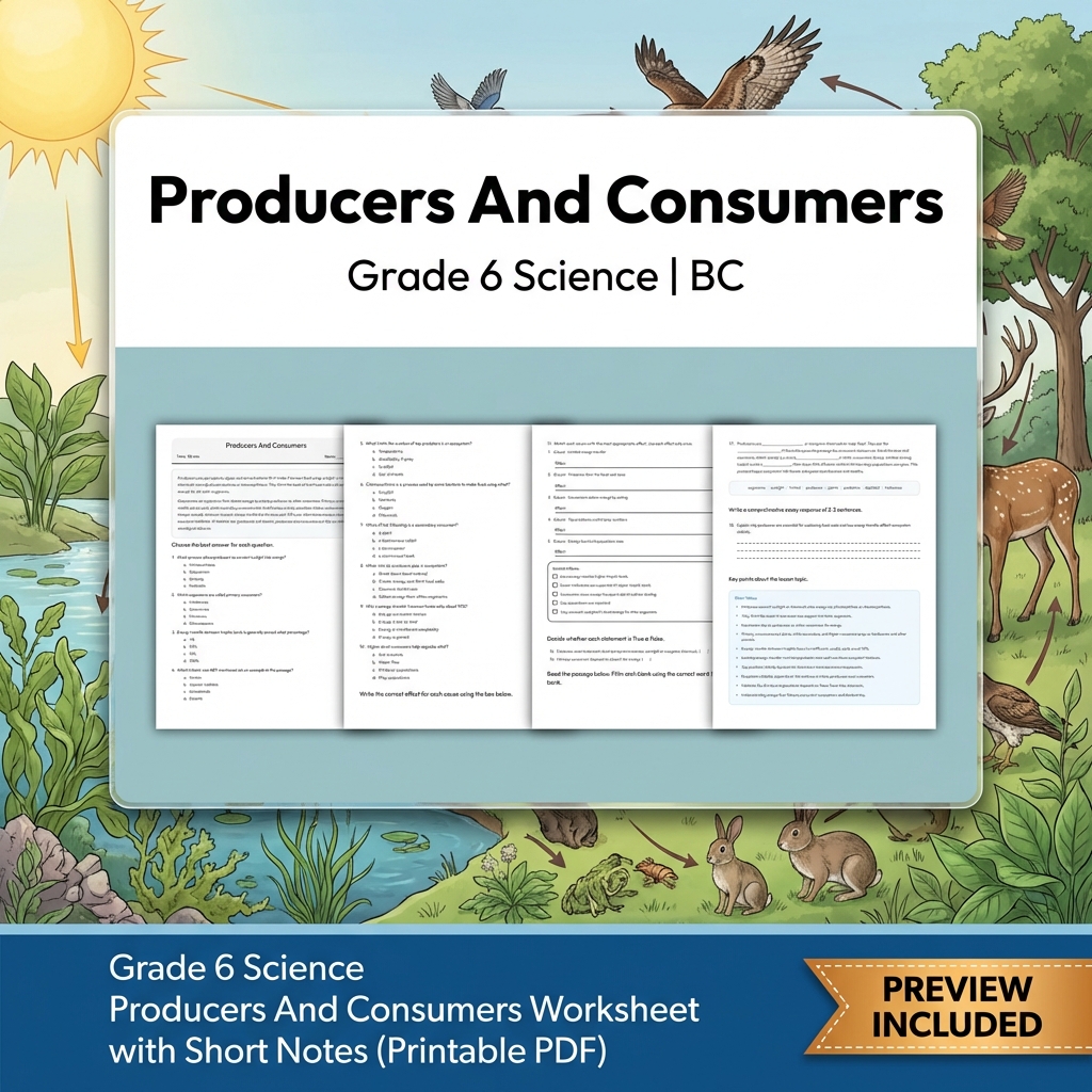 Grade 6 Science BC Ecosystems & Environmental Processes Worksheet Pack Full Year — included worksheet 60
